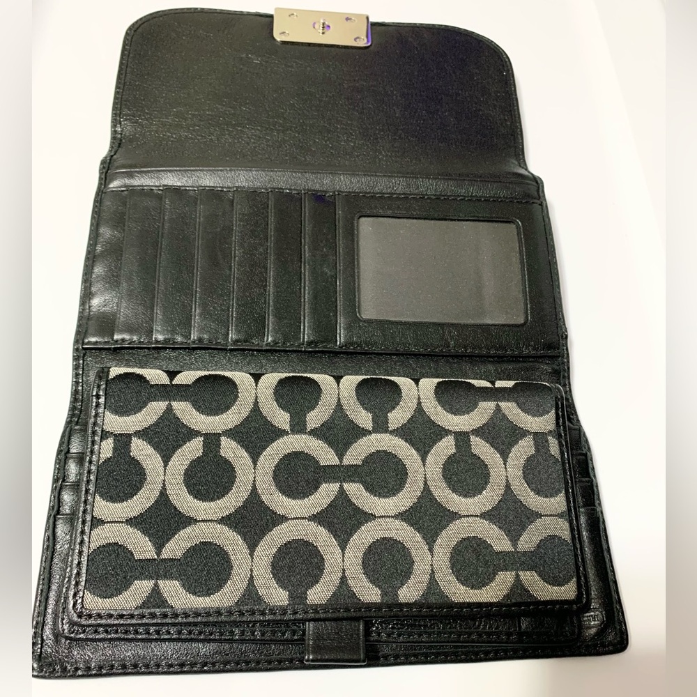 Coach Kristin Op Art Signature Check Book Flap Wallet & Checkbook - Picture 3 of 16